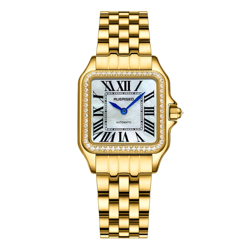 RUERISED希斯德镀金钻圈白面钢带女款MR85008