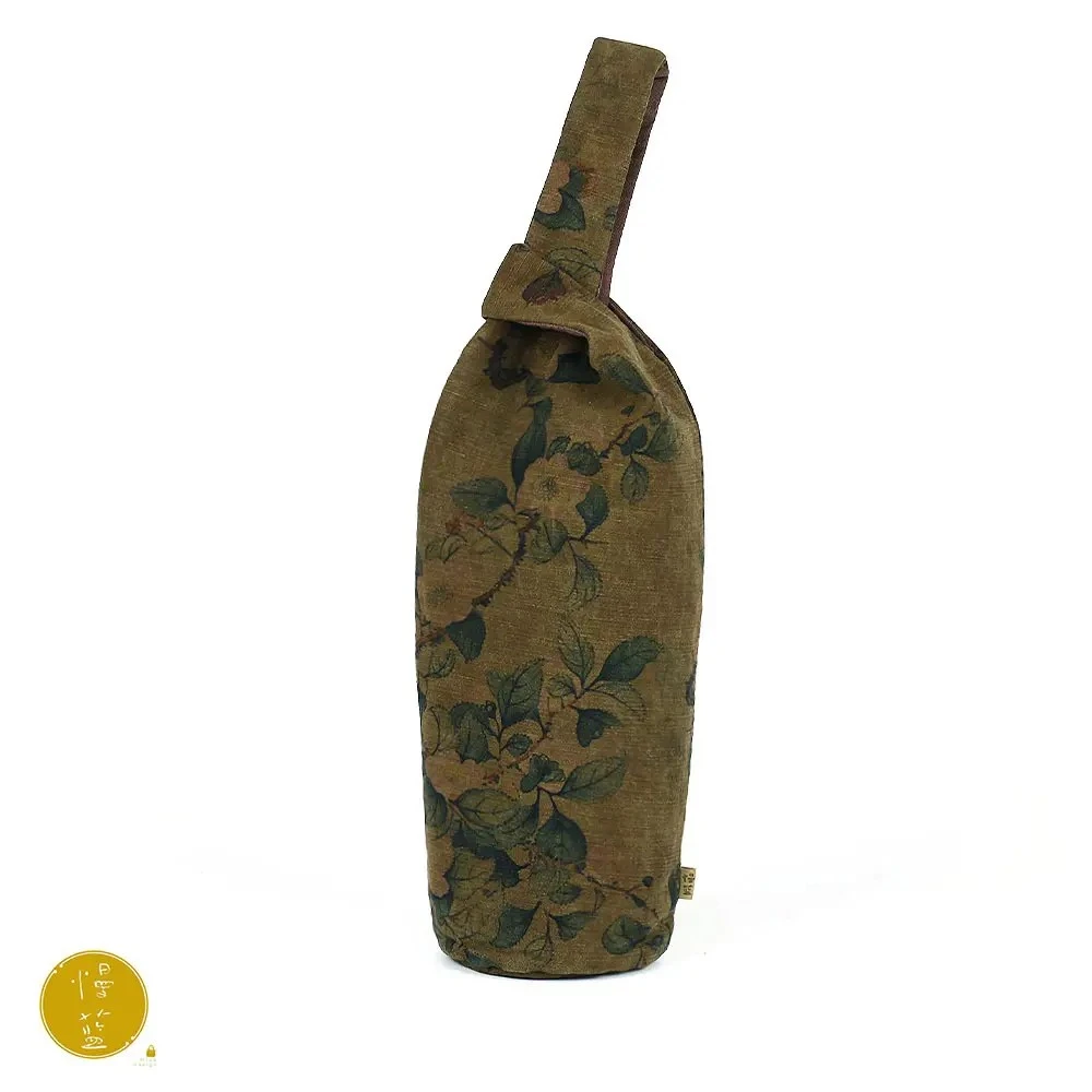 观一茶物 | 慢蓝·幽绿牡丹 山茶花 红云纱传家壶袋15*8*27cm