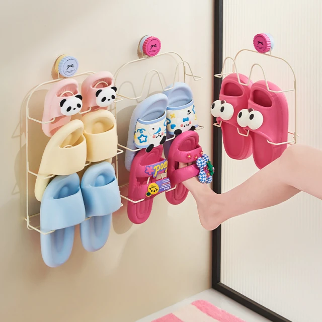 罗马柱吸盘拖鞋架壁挂拖鞋收纳神器家用厕所浴室化妆室沥水置物架