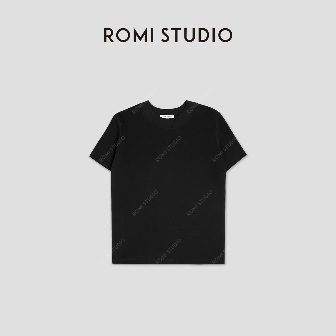 ROMI STUDIO【经典口碑春夏简约正肩短袖百搭休闲纯色圆领t恤T2727