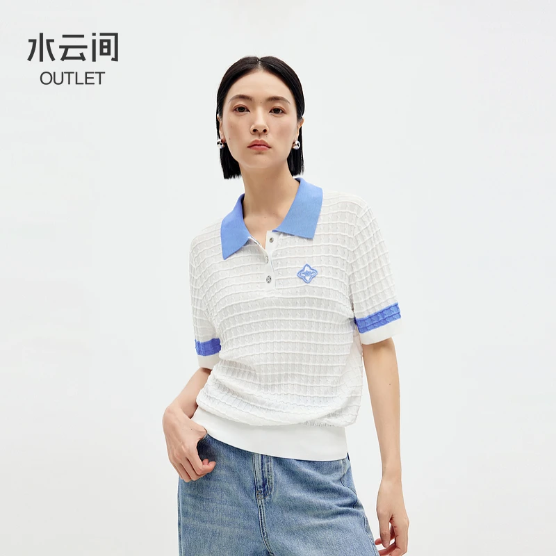 水云间网球风短袖针织衫女polo领翻领上衣正肩宽松显瘦2025夏新款