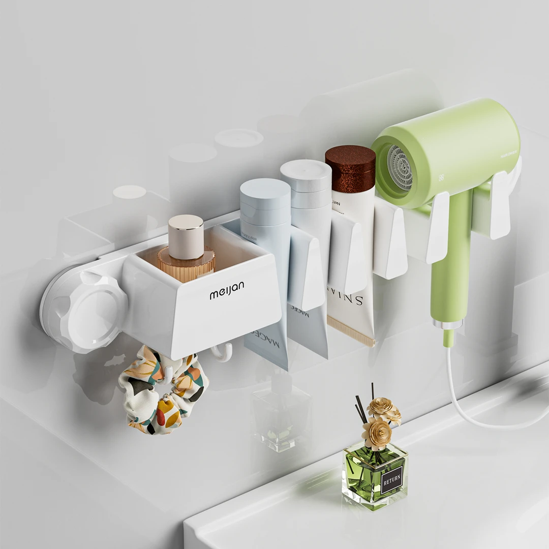 吸盘置物架卫生间免打孔浴室厕所洗漱台洗面奶收纳架吹风机置物架