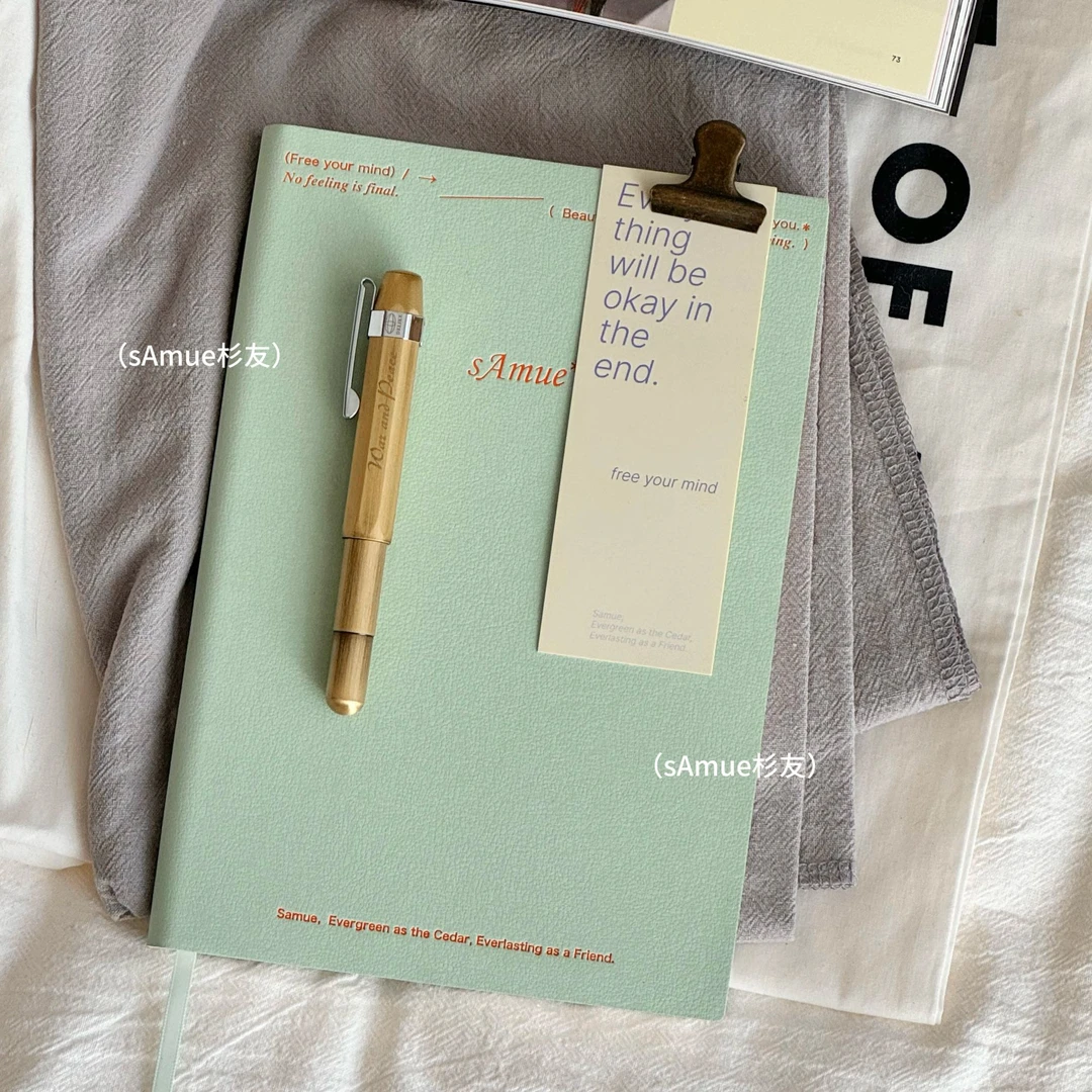 薄荷橘子汽水A5软皮手帐本笔记本法文格空白日记本sAmue杉友原创