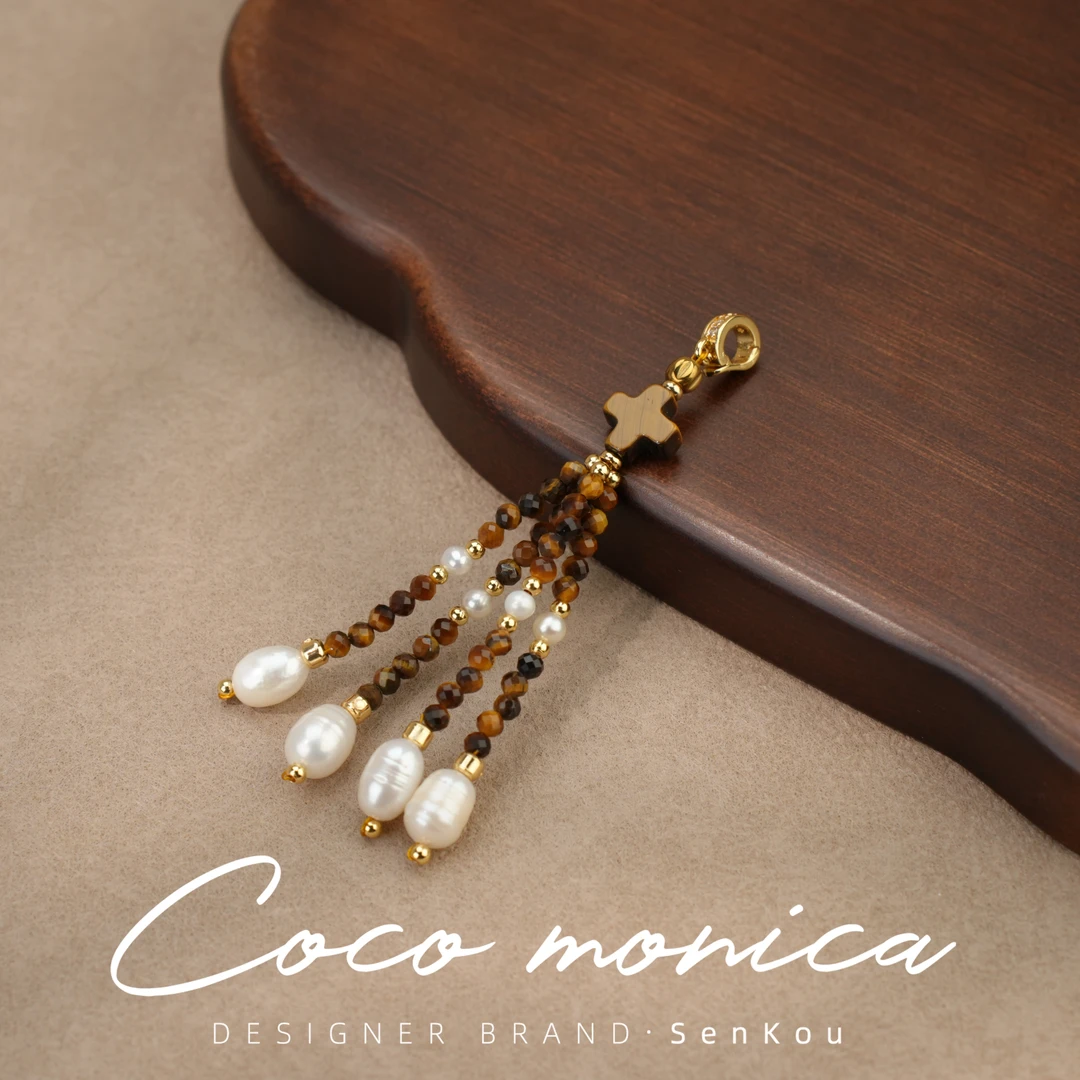 【小霞珠宝】虎眼四叶吊坠珍珠气质轻奢百搭国风古风 AS191