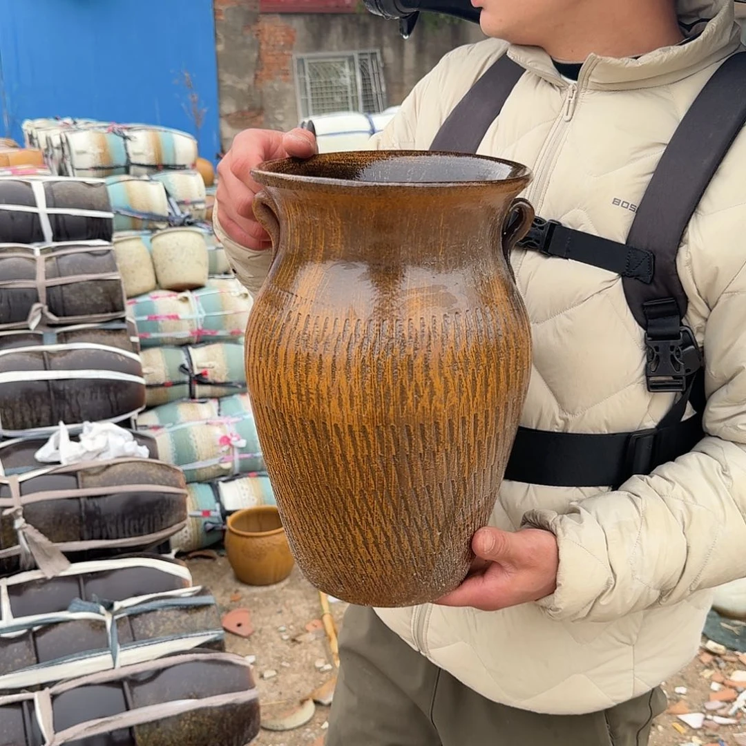 紫砂花盆口20高32一个柴烧老庄