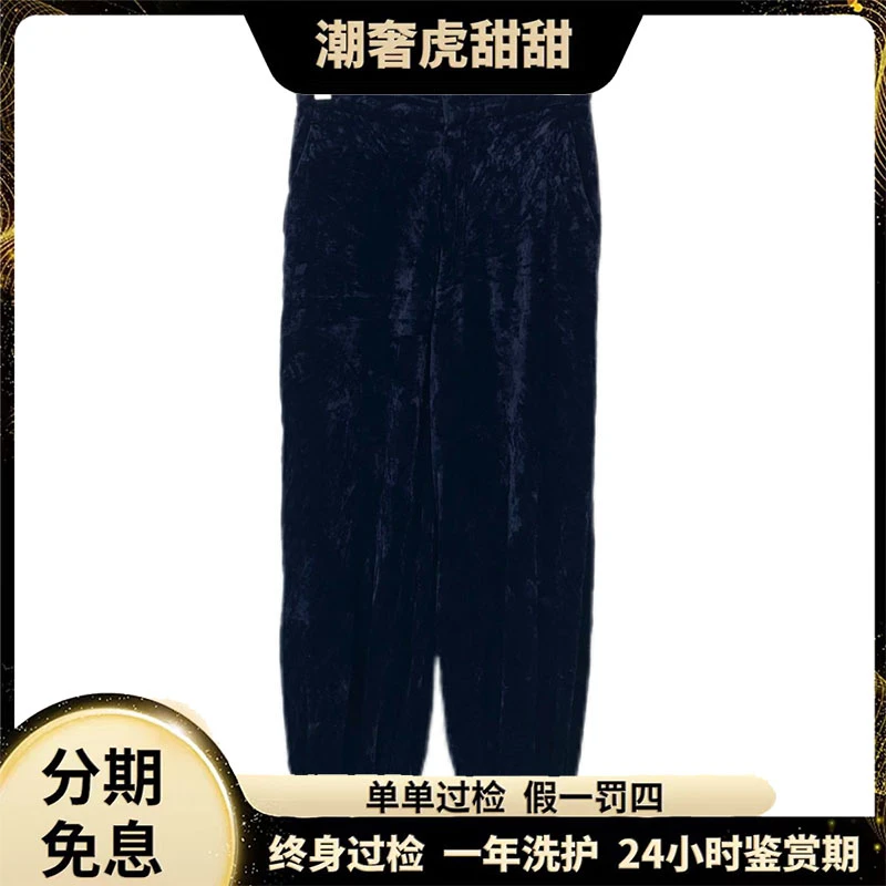 99新 GUCCI/古驰 017513 蓝色灯芯绒桑蚕丝混纺卫裤 S码 潮奢虎