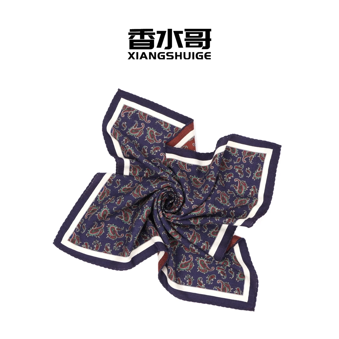 2025早春新款女轻奢时尚复古腰果双面小方巾休闲欧美风丝巾