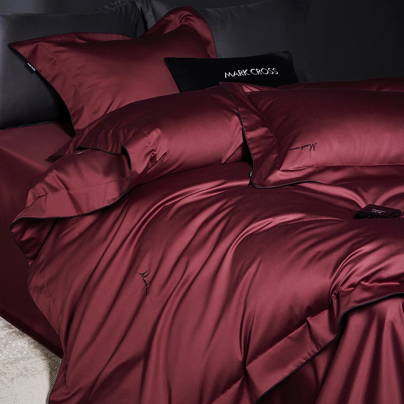 MARK CROSS 英国/玛洛驰/高奢/简约全棉系列四件套/小奢绸 马革红