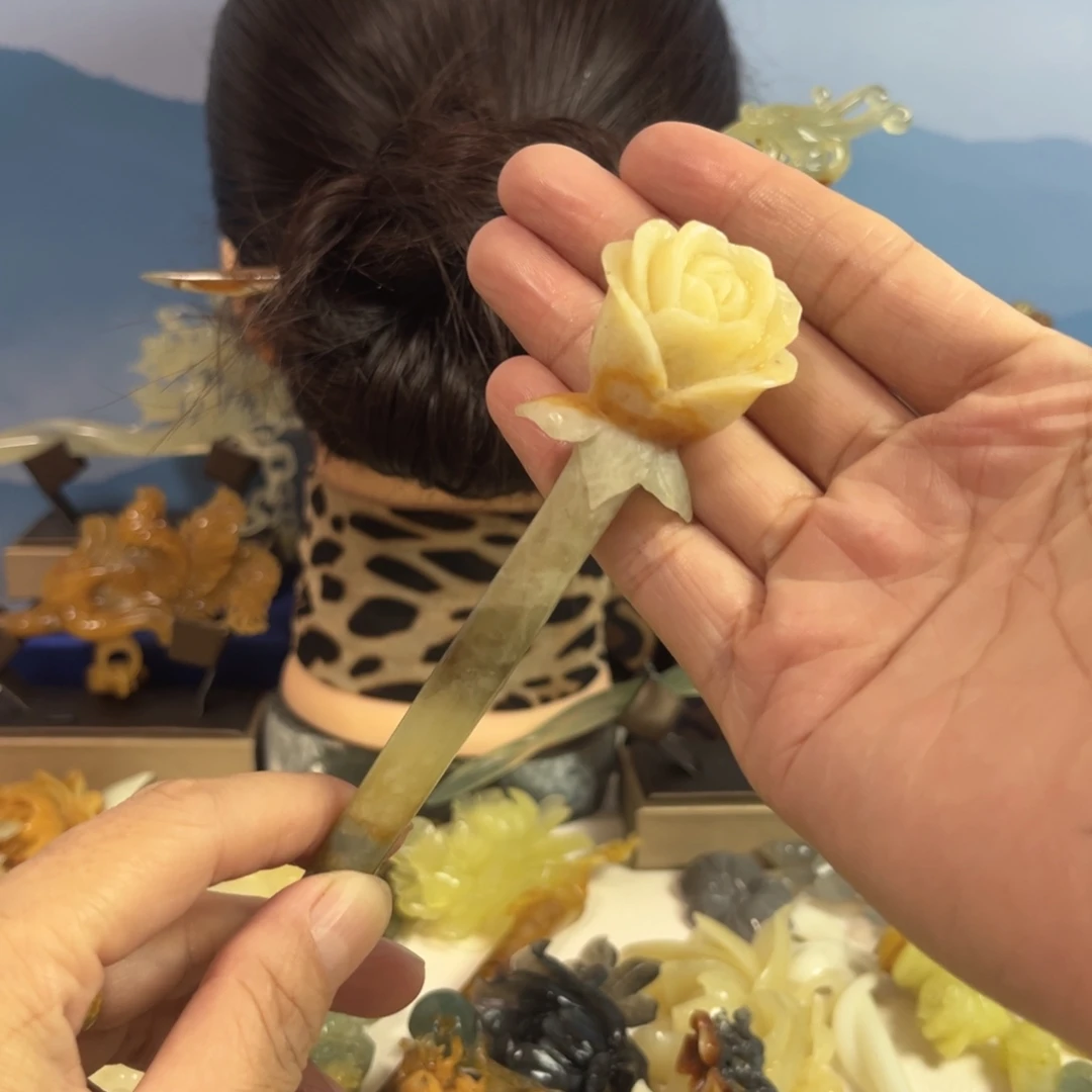 蛇纹石玉合金发饰