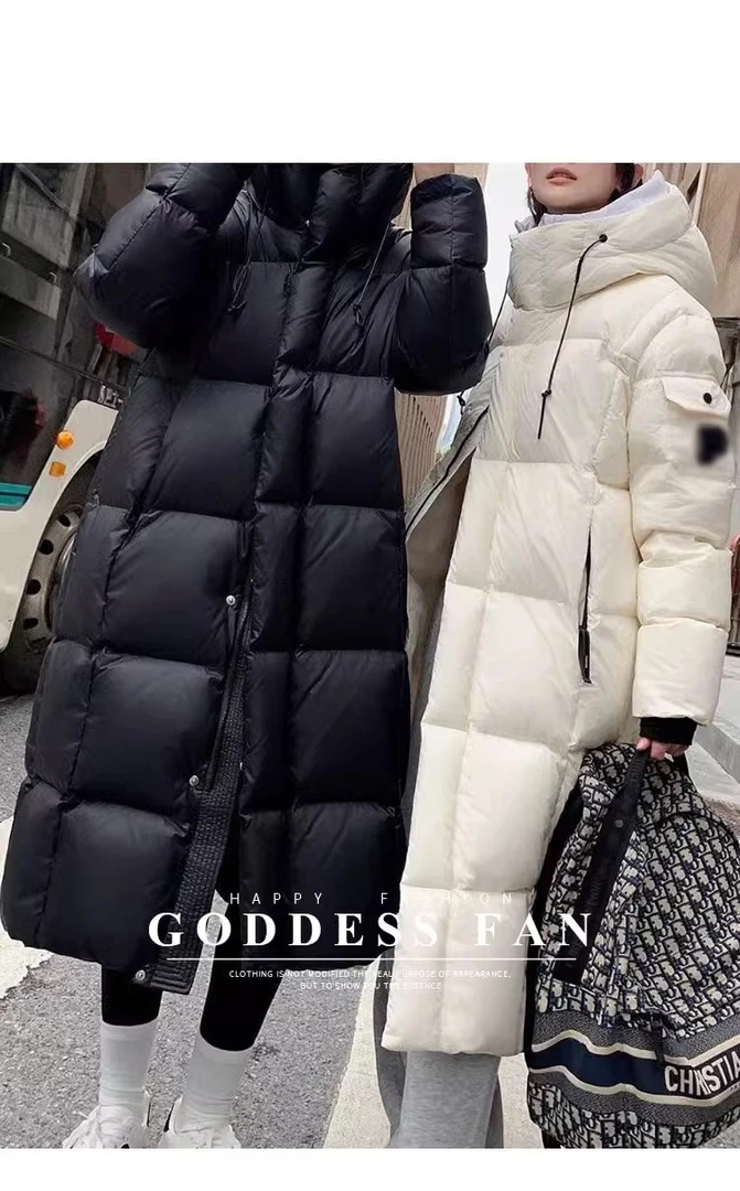 XPY冬季加厚棉衣女宽松时尚黑金棉服连帽防风复古过膝学生棉袄