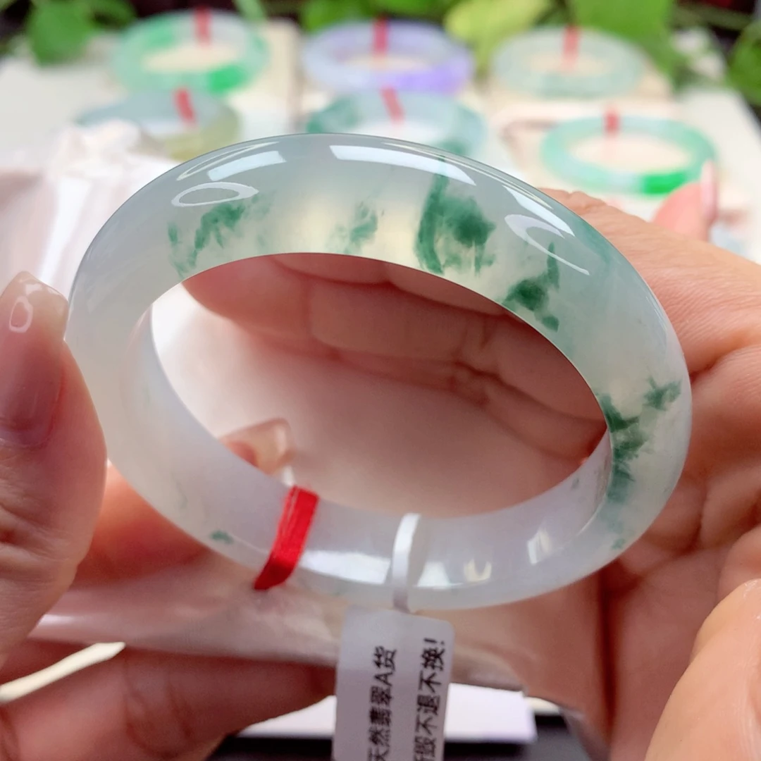 未镶嵌手镯翡翠55.7局部起钢光！小万战斗机 小柒