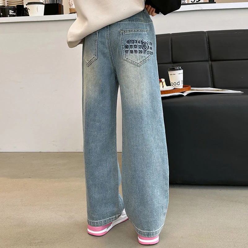 女童牛仔裤春装2024新款韩版网红时髦长裤中大童春秋儿童炸街裤子