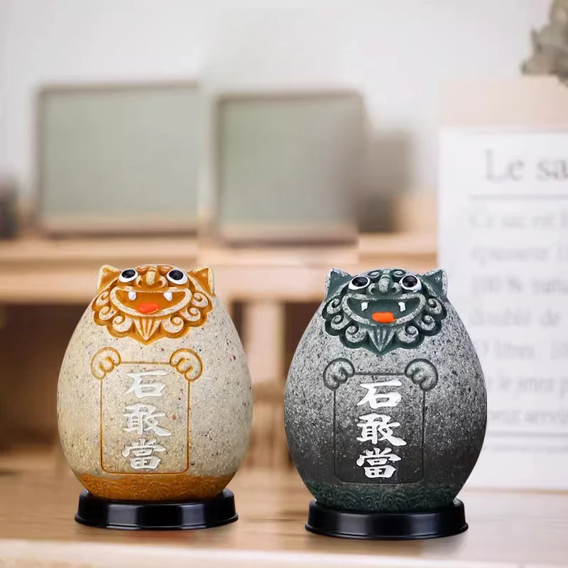 五岳石敢当石头雕刻摆件室内办公室装饰小狮子创意可爱山东特色