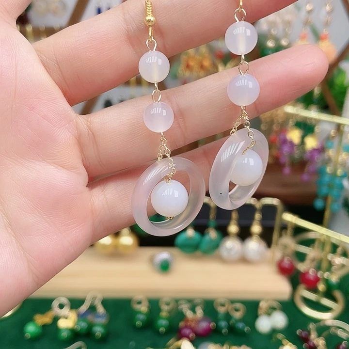 合金耳饰玛瑙/玉髓