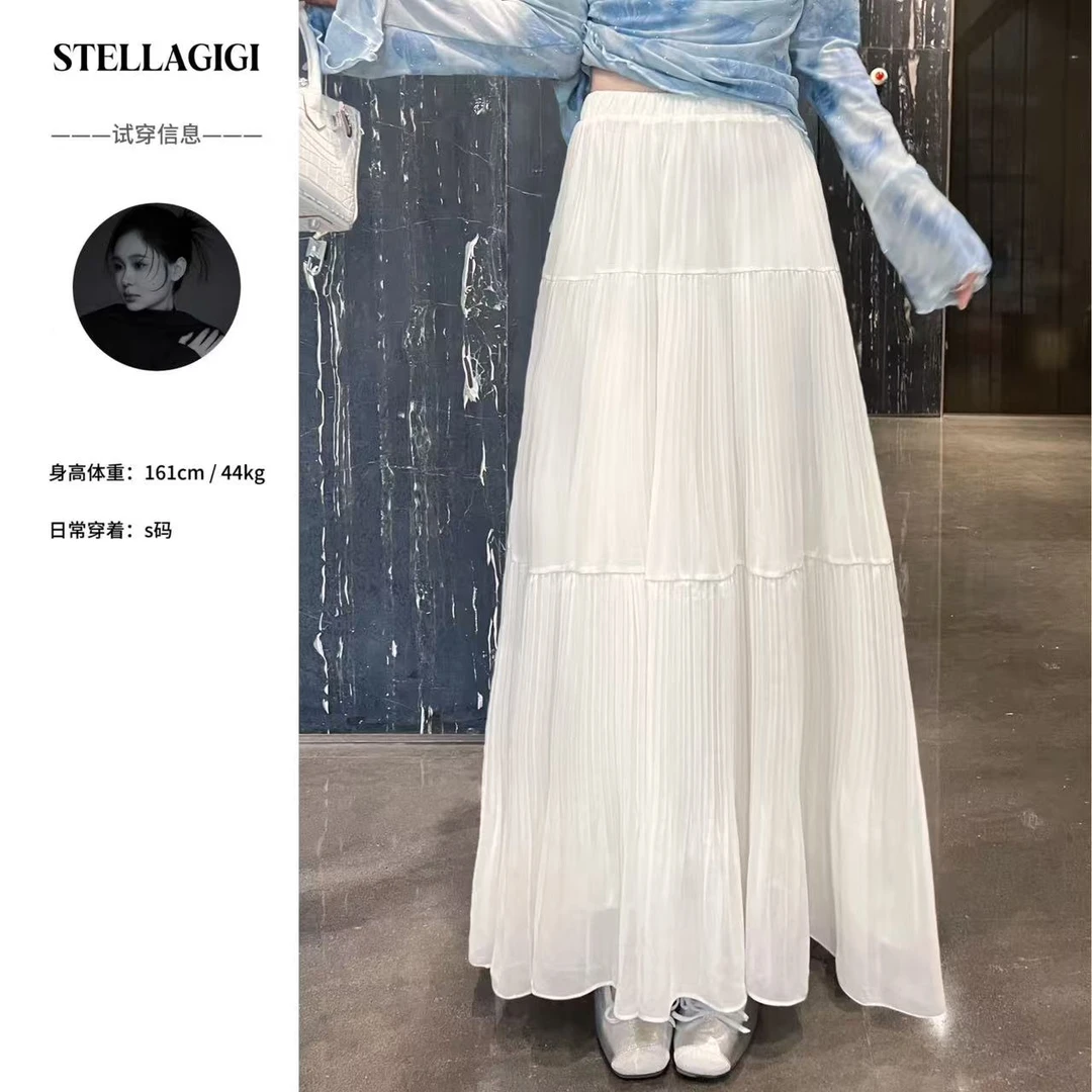 SG / 郭幂幂 SS超仙大裙摆 紫色高腰压褶半身裙Q-20250644