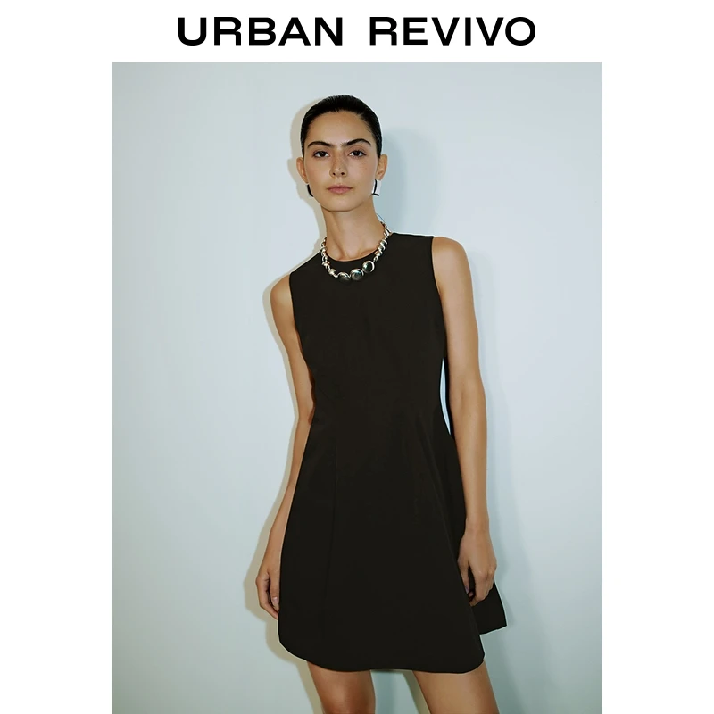 UR2025夏季新款女装简约通勤气质收腰无袖连衣裙UWG750106