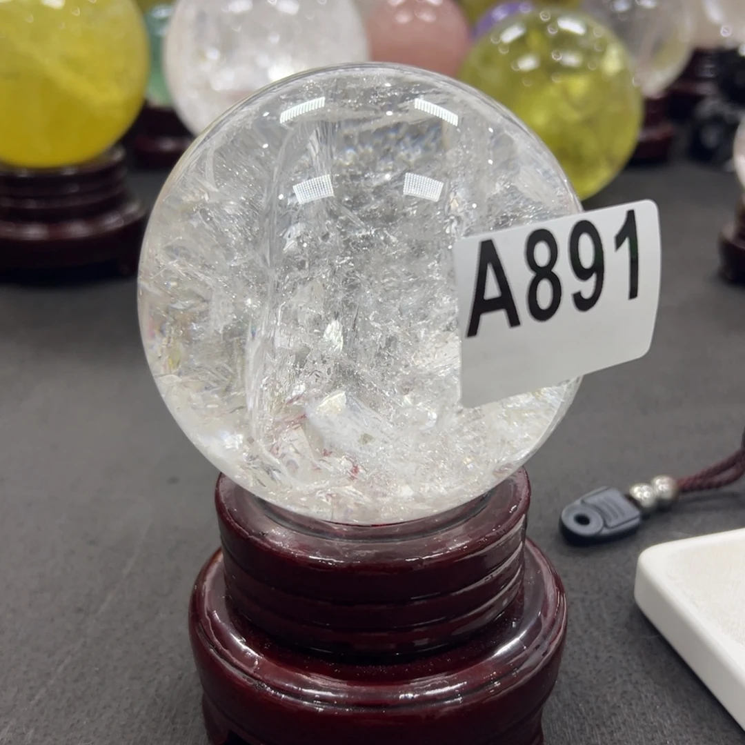 勋***勋石材天然白水晶球9.2