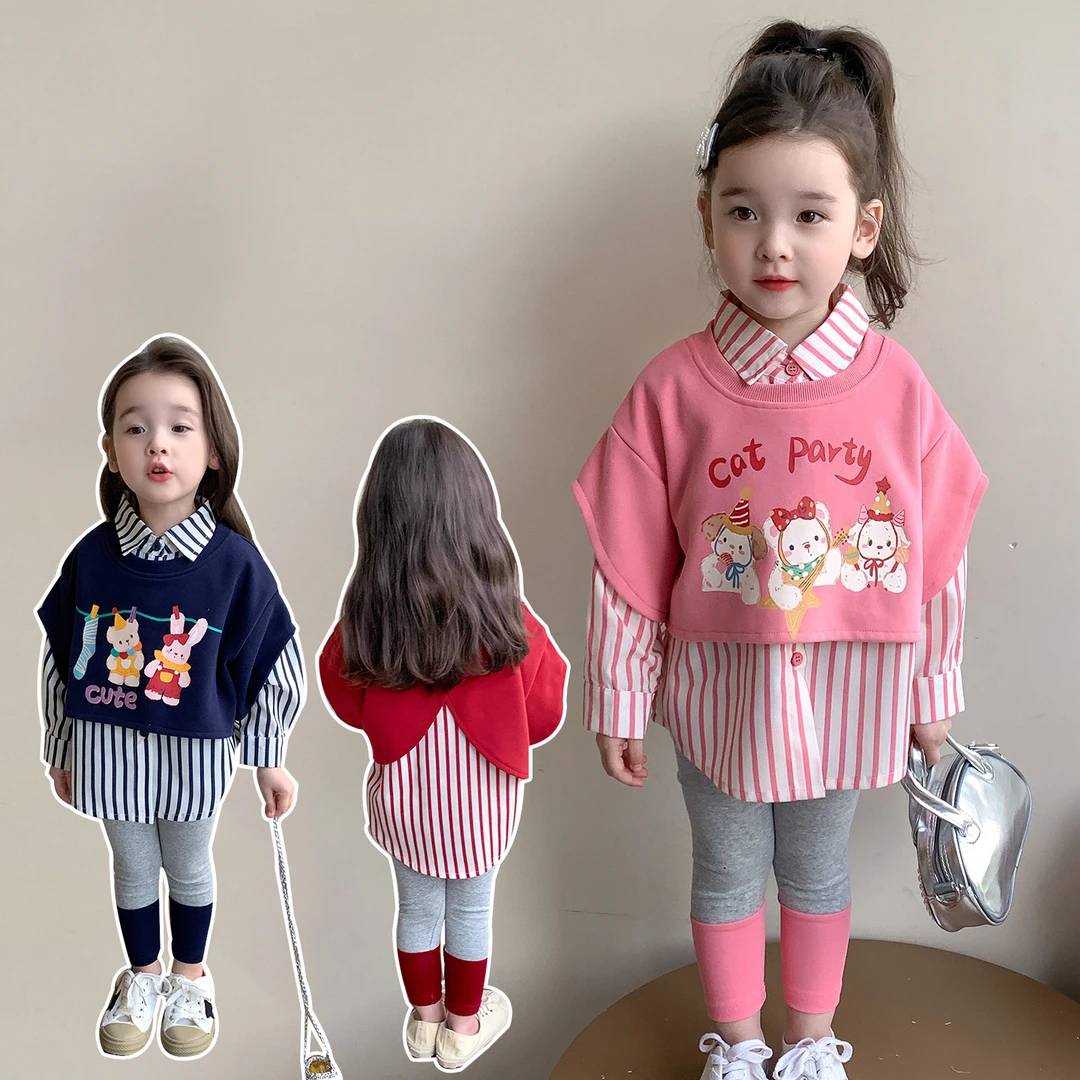女童秋装套装2025新款4-6岁幼儿园潮款小童女宝春秋季洋气三件套