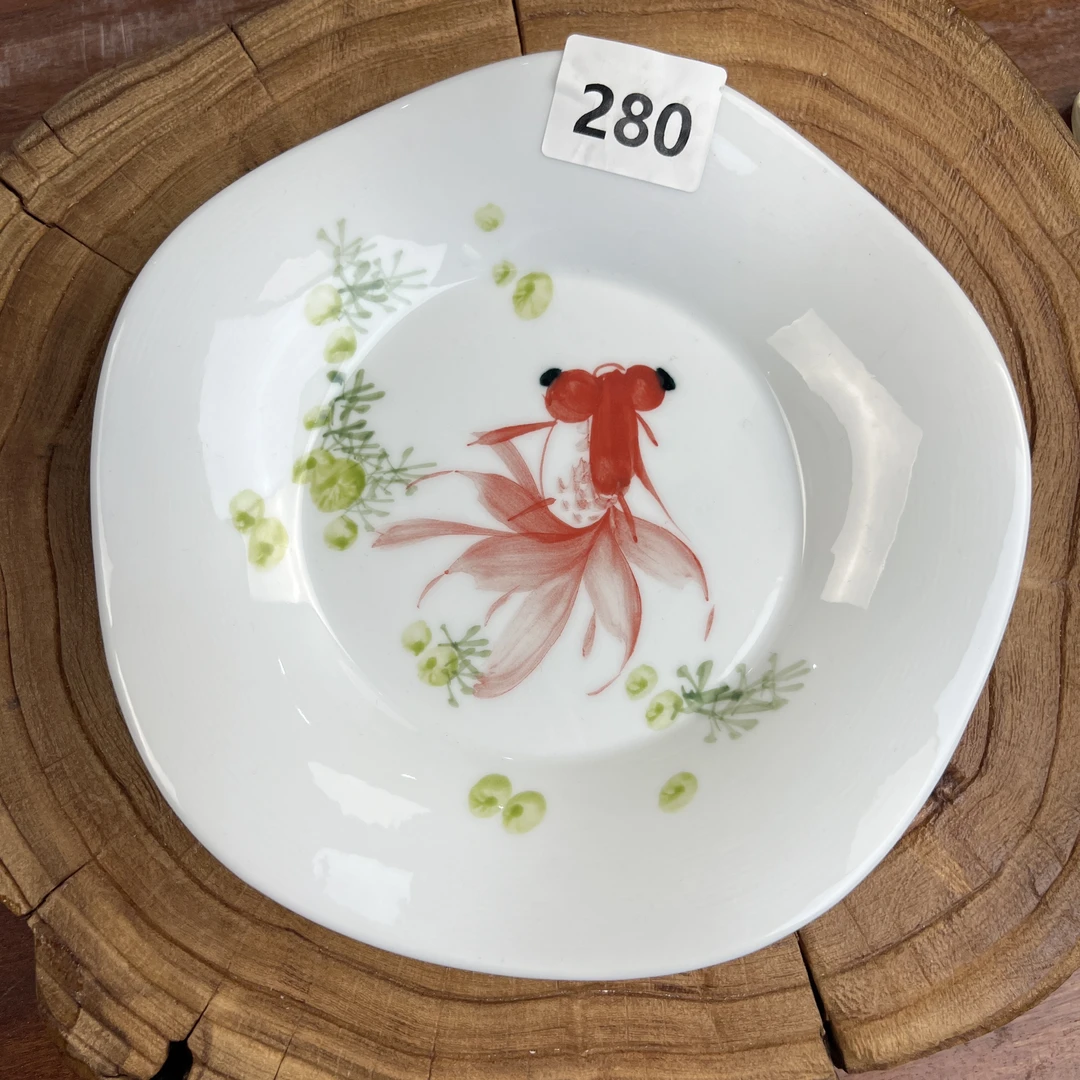 景德镇手绘釉中彩（食品级）波浪盘餐盘陶瓷280盘子