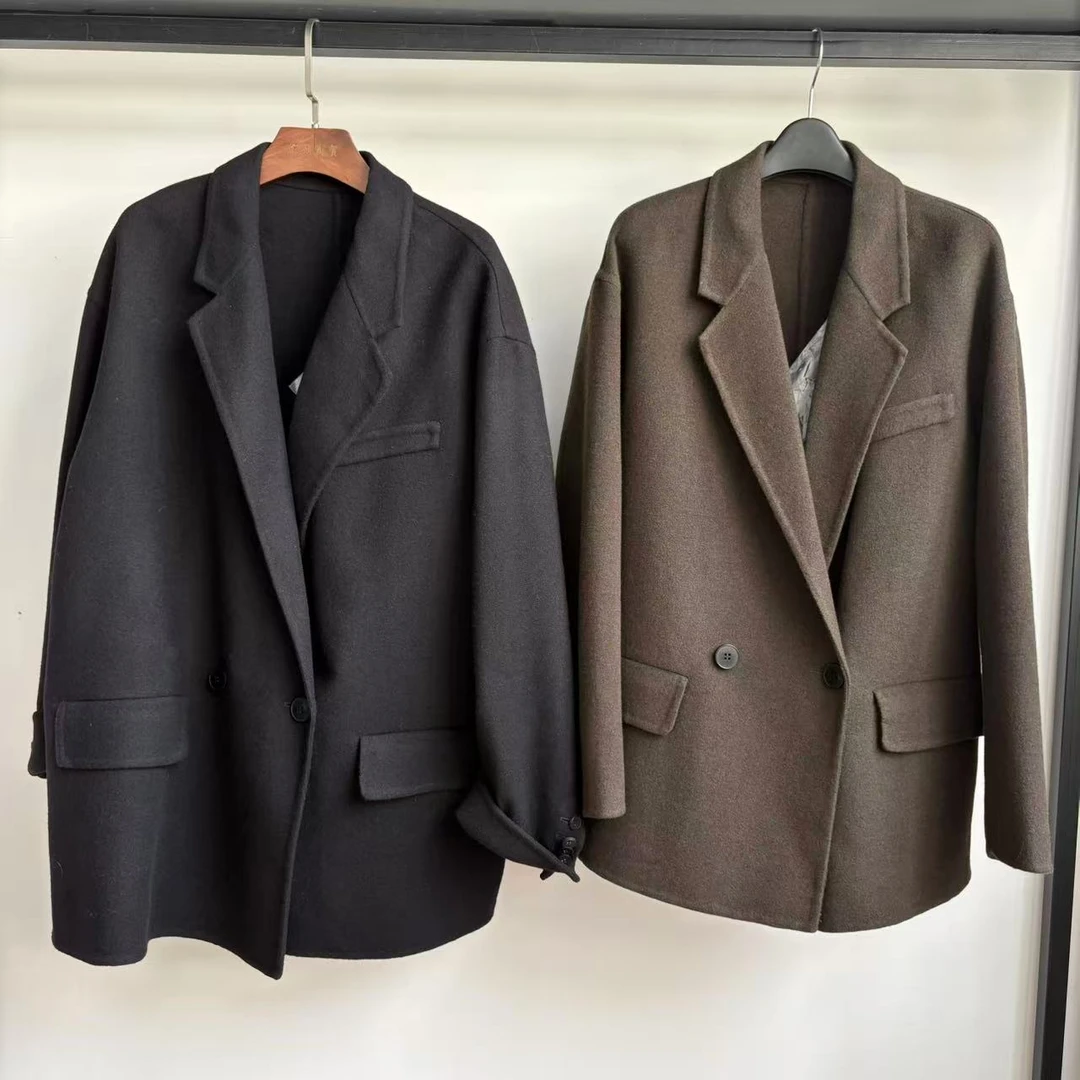 反季 绵羊毛100%两色毛呢外套