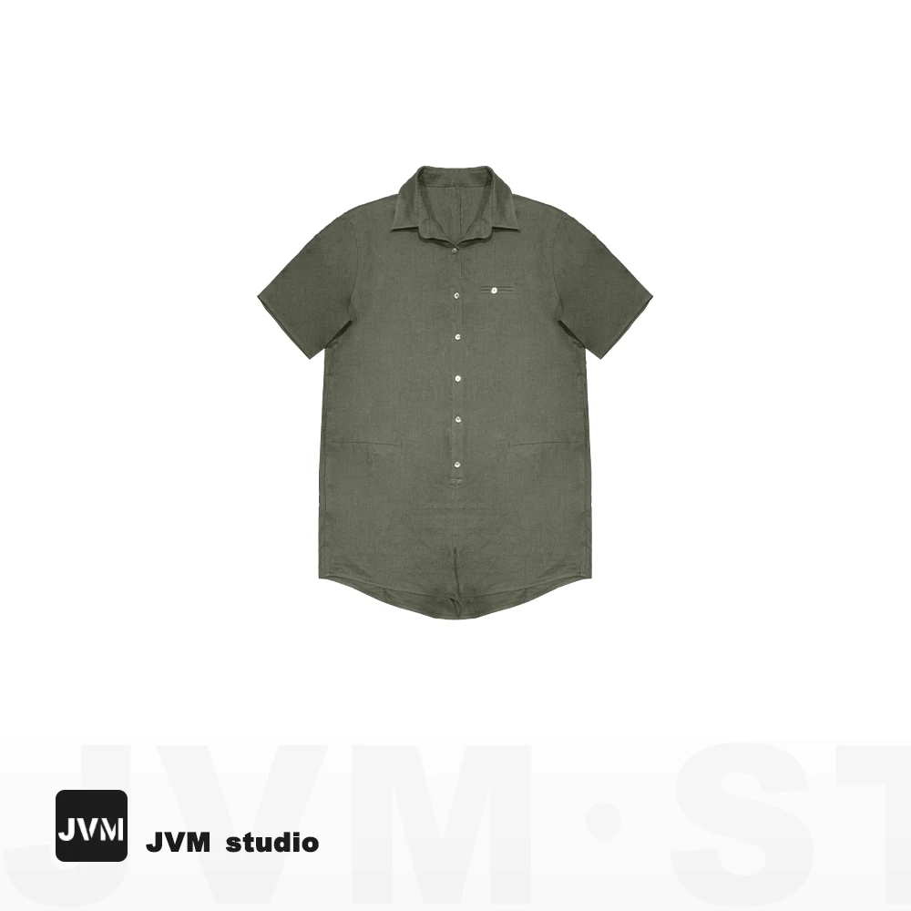 2024新款JVM定制11166时尚百搭翻领排扣连体短裤7/8