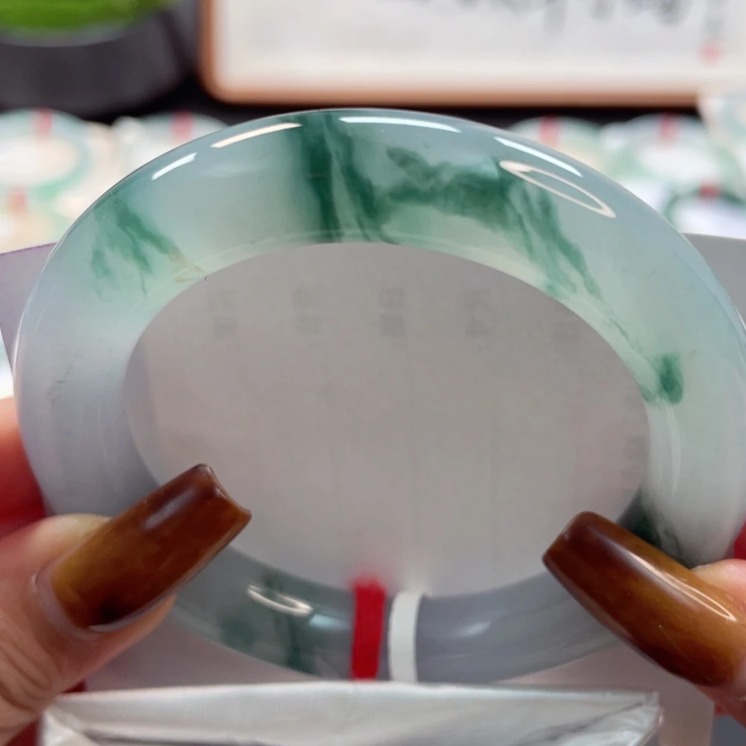 【闪购商品】翡翠手镯未镶嵌冰种蓝飘花圆条55，11号