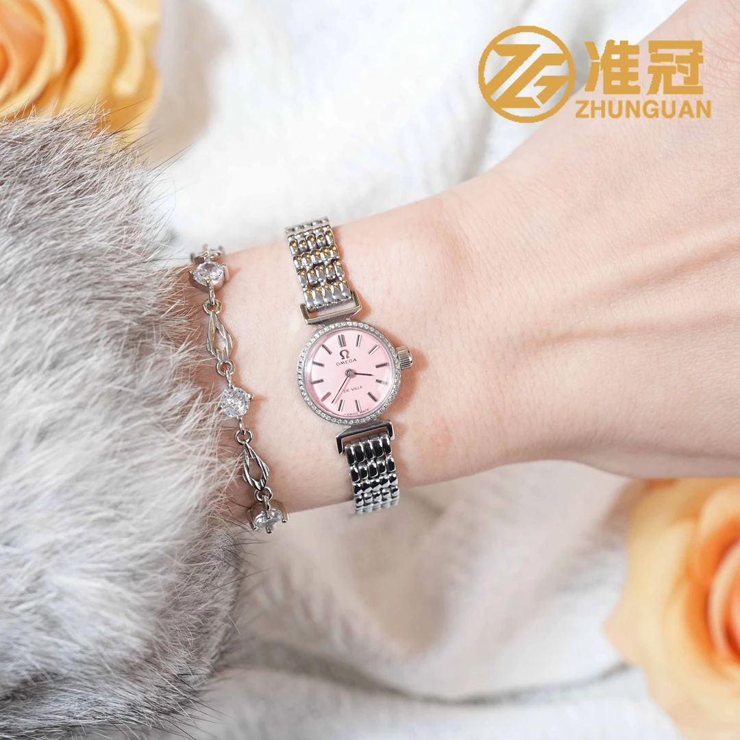 95新 Omega/欧米茄 18mm手动机械MR3952碟飞后镶钻瑞士名表