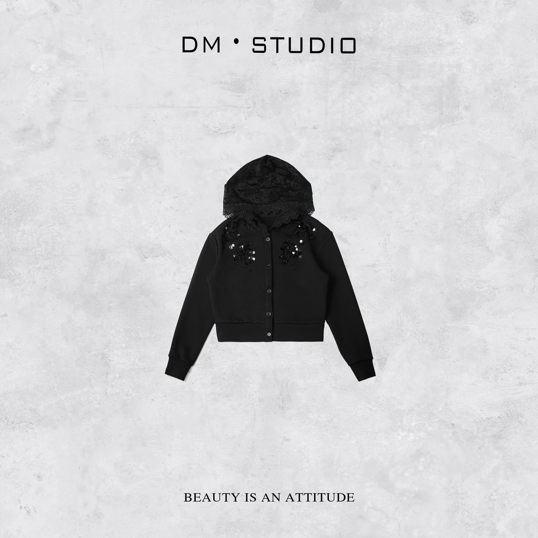 DEDM-DM•STUDIO/减龄气质百搭高级感钉珠蕾丝连帽外套（6433-1）