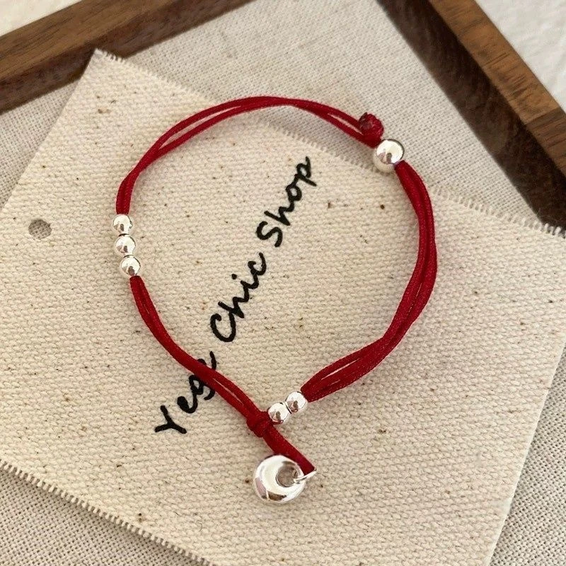 新中式小胖福手绳轻奢小众精致国风红绳编织银9999高级感清新个性