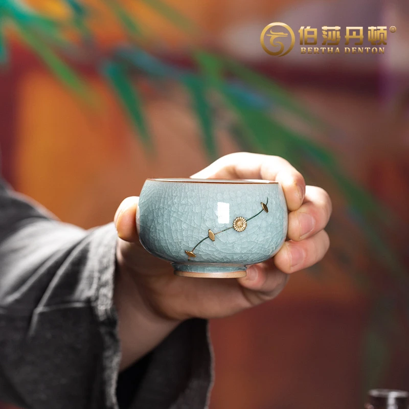 BERTHA DENTON/伯莎丹顿创意冰裂手工主人杯陶瓷手工焗钉杯茶碗