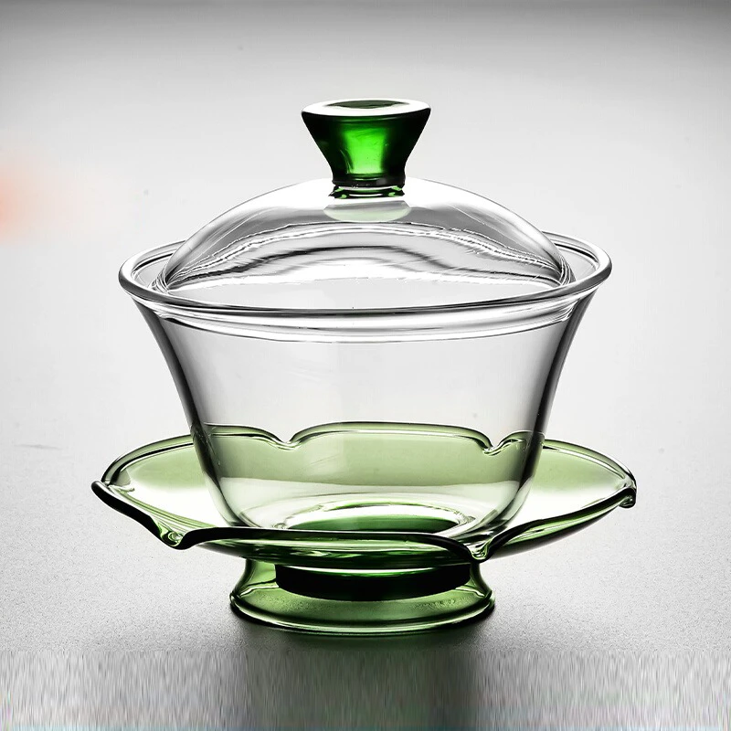耐热高温玻璃盖碗功夫茶具三才泡茶敬茶杯茶碗大小码加厚泡茶碗