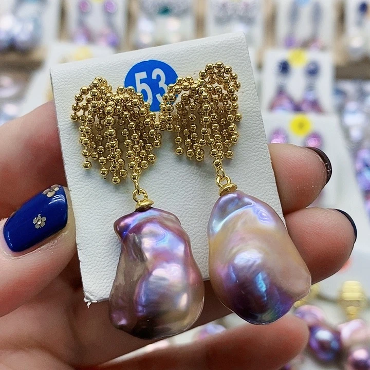 银S925镶嵌耳饰淡水珍珠