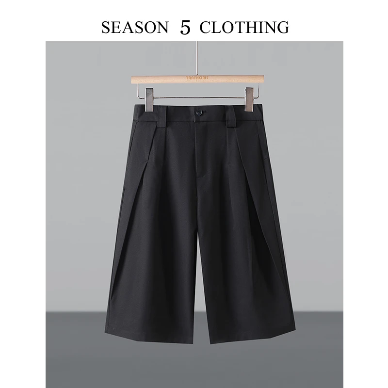 夏季宽松阔腿七分裤垂坠感老钱风爆款百搭高级感薄款男士休闲短裤