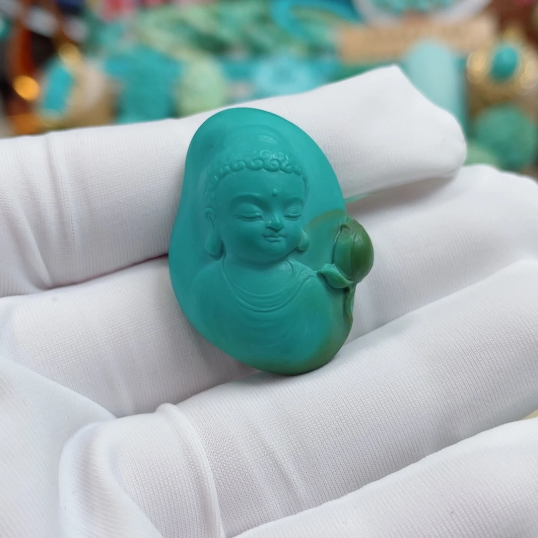 未镶嵌绿松石珠宝奇石花开见佛