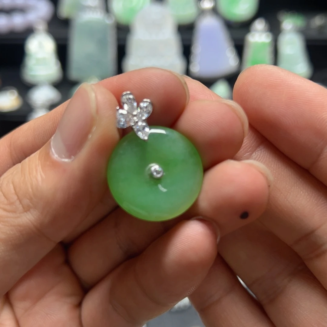 颈饰银S925镶嵌翡翠天然翡翠a货