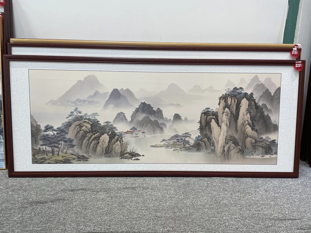 D201新中式185x75cm山水画客厅装饰画沙发背景墙挂画