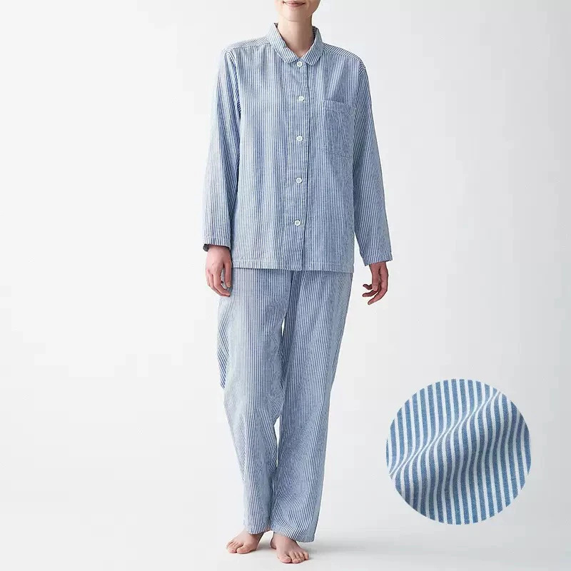 『断码浮力专区』春夏A类纯棉纱布色纺薄款男女睡衣家居服简约无印