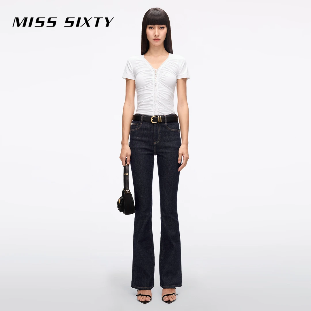 MissSixty2025秋冬季高腰原色牛仔裤女修身显瘦微喇牛仔裤喇叭裤