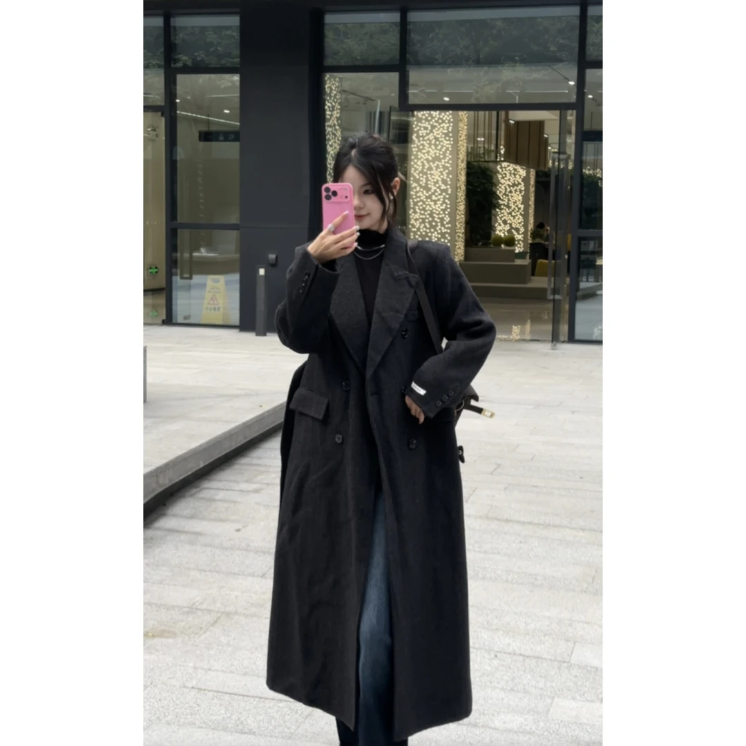 2026新款绵羊毛重工手缝加厚双面毛呢大衣秋冬气质款