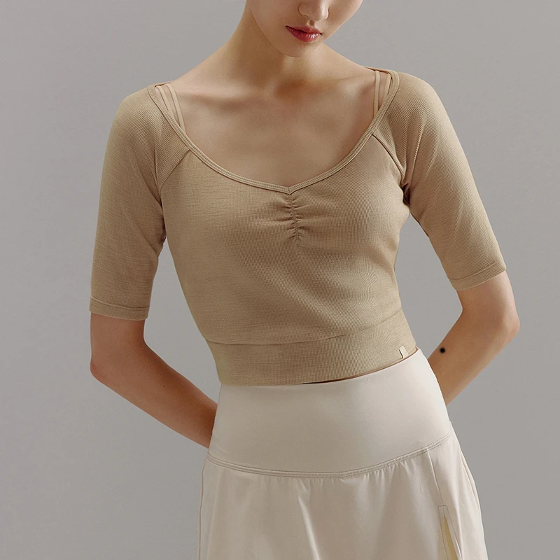 NEIWAI ACTIVE女士芭蕾V领修身T恤透气瑜伽轻运动服NA221SD3304