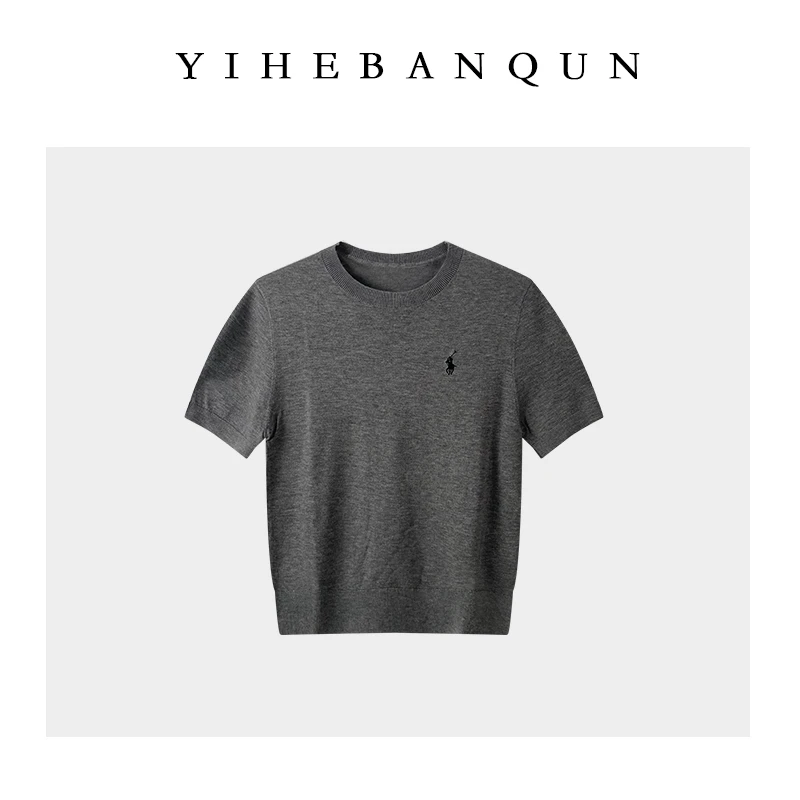 圆领针织衫2025春夏季新款时尚百搭休闲短袖简约纯色轻奢经典上衣