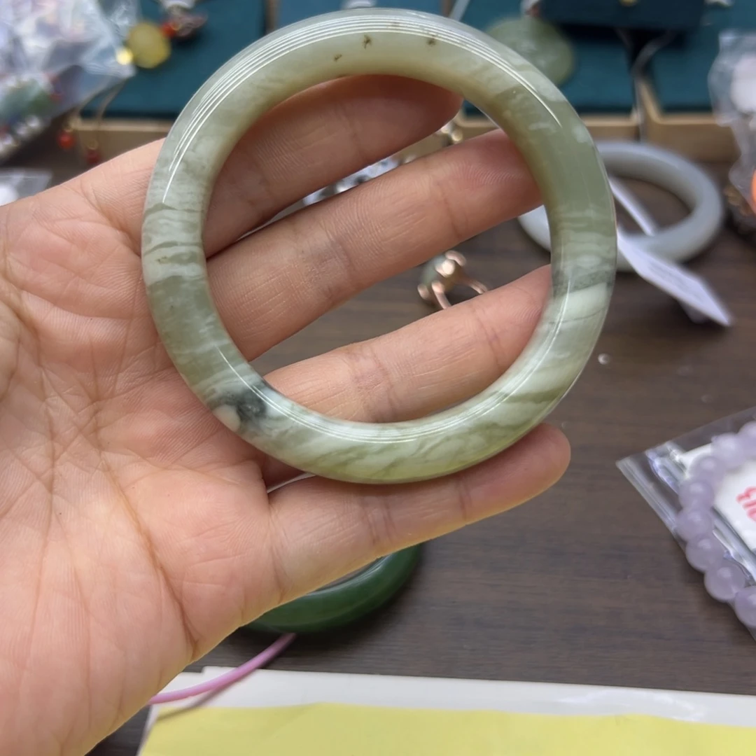 和田玉未镶嵌手镯58圈围1315