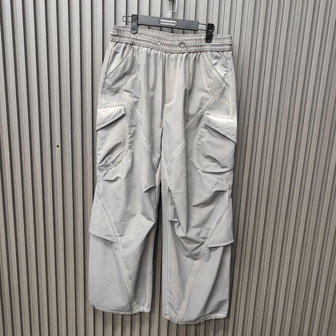 秋季新款男士设计感裤子口袋潮流简约纯色脏脏长裤22298