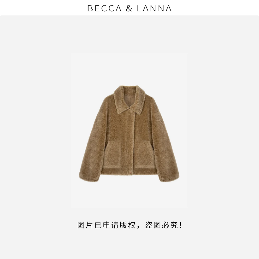 D0207 女士秋冬休闲气质翻领绵羊毛皮草外套 女装