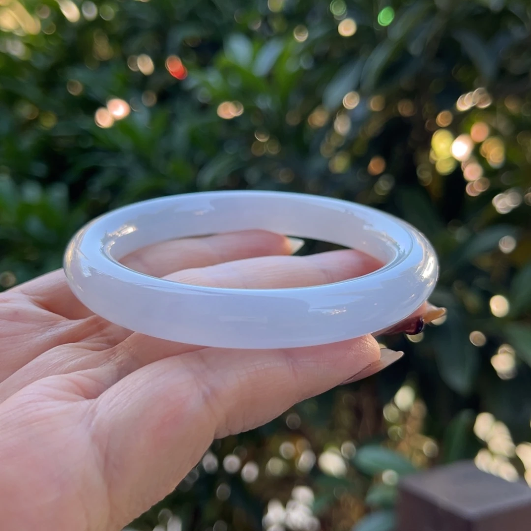 翡翠未镶嵌手镯57圆条