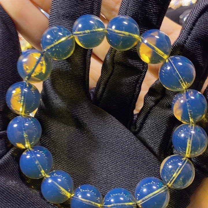 蓝珀未镶嵌珠宝奇石墨西哥蓝珀手串13