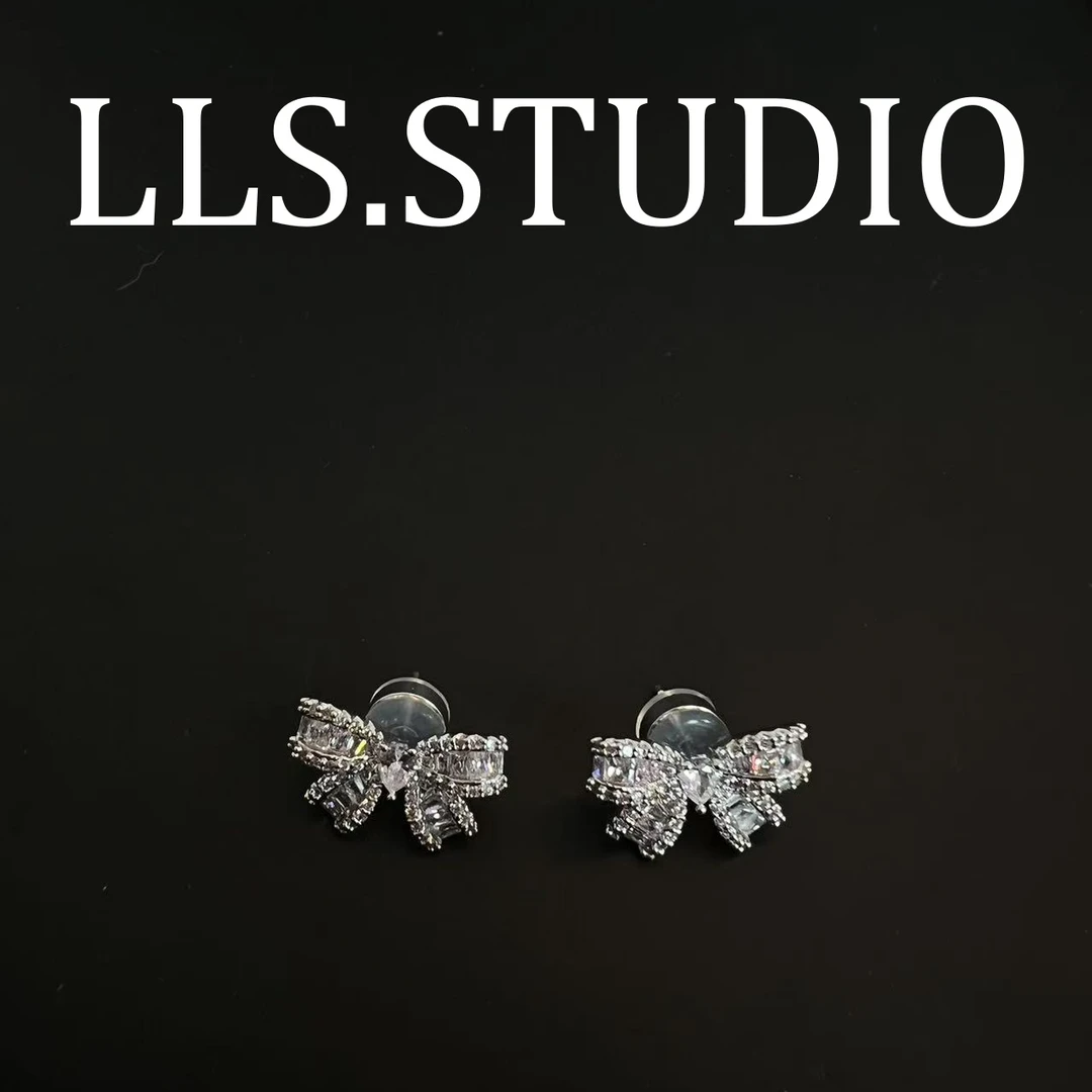 铜合金锆石耳饰 蝴蝶结  7186