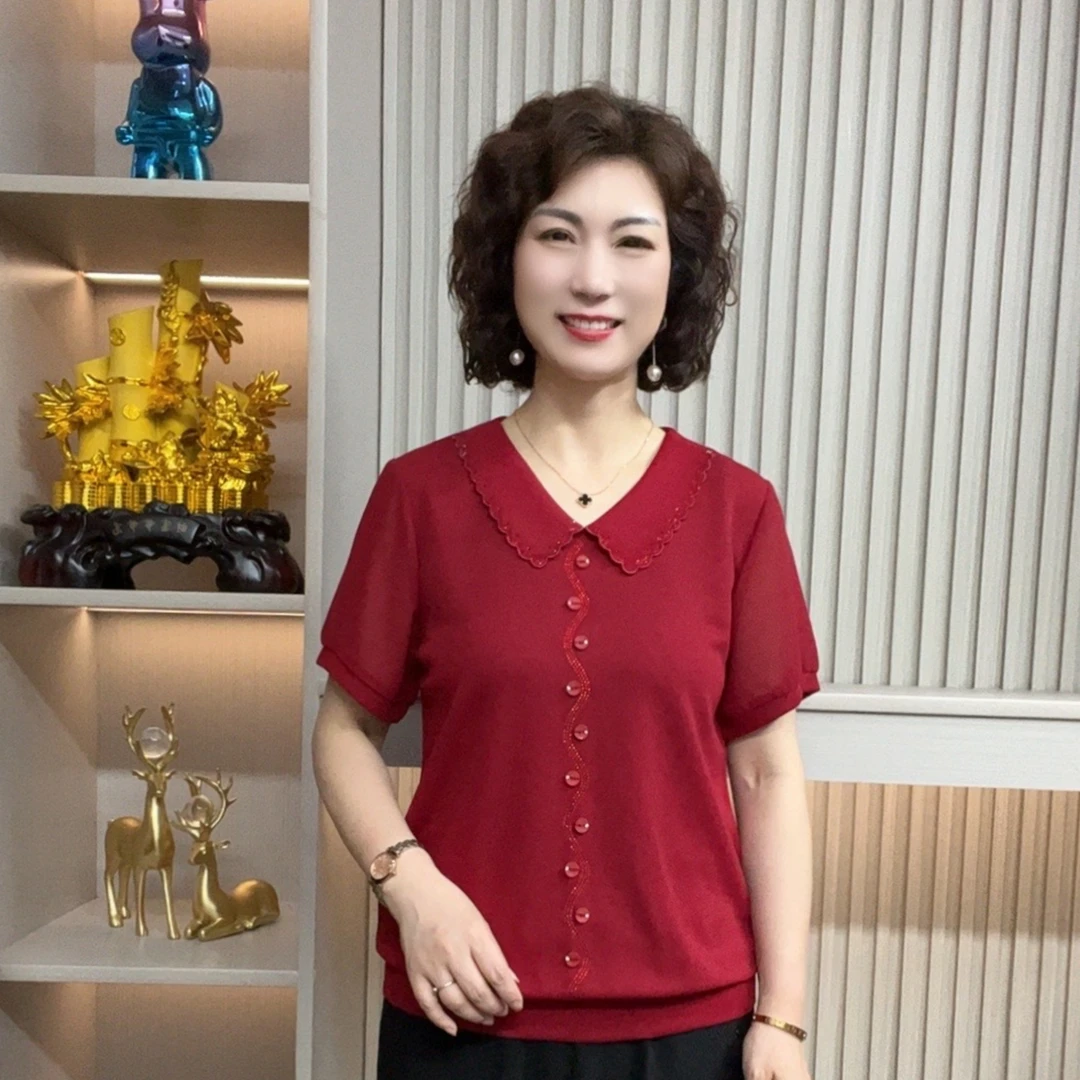 上衣妈妈装流行欧若拉时尚潮牌女装宽松夏装女士独特漂亮小衫