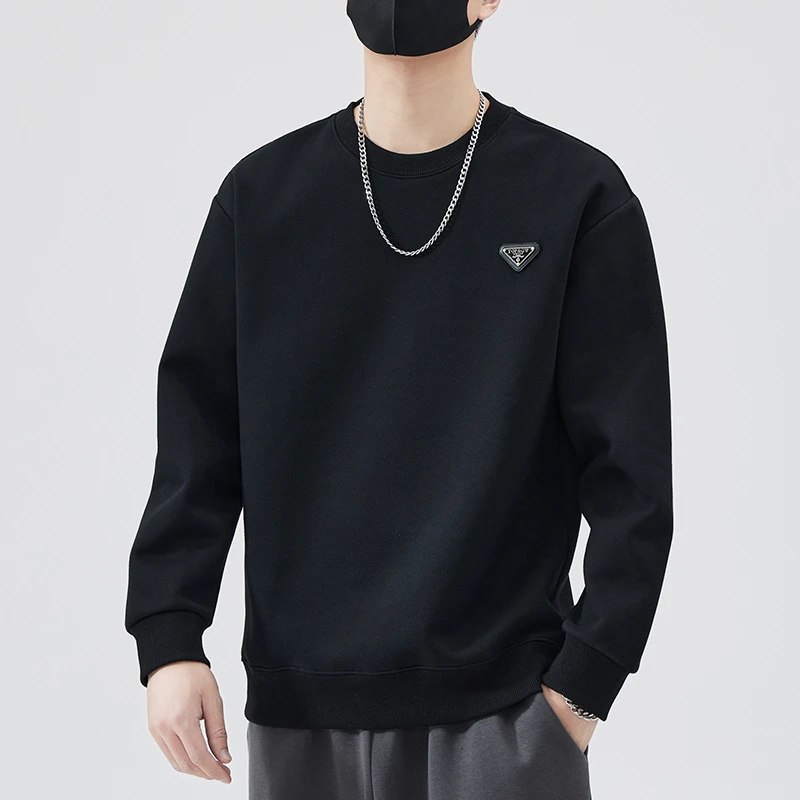 范希巴迪纯色卫衣男春秋季宽松百搭休闲男士冬装加绒打底衫上衣潮