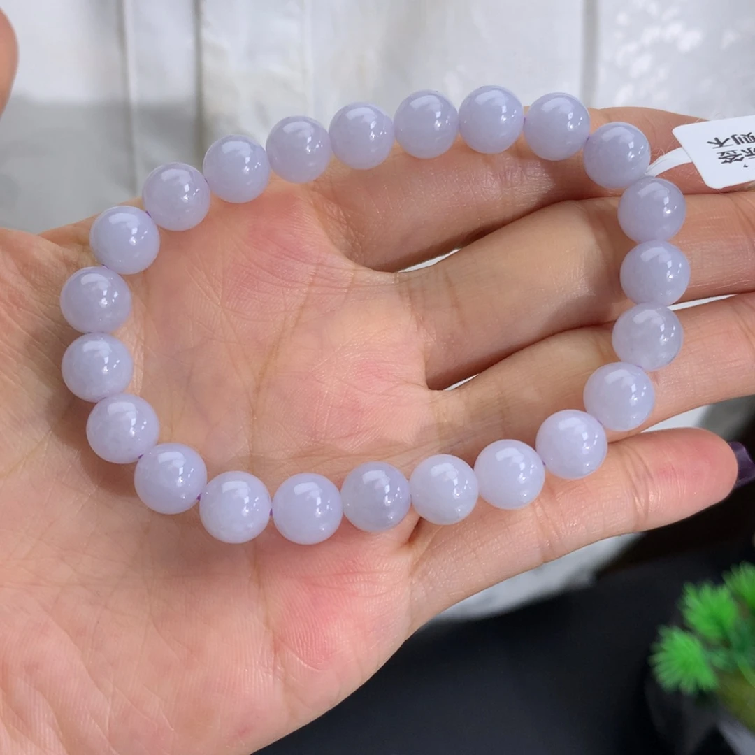 未镶嵌手串翡翠卡8细润淡淡紫手串